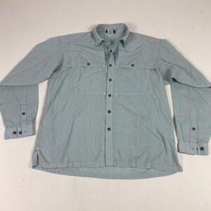 Patagonia Shirt Mens Large Blue Stripe Long Sleeve Button Front Hiking Fishing